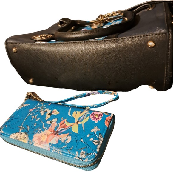 Gorgeous Navy & Turquoise Large Dasein BEAUTY & matching Wallet - Picture 4 of 7